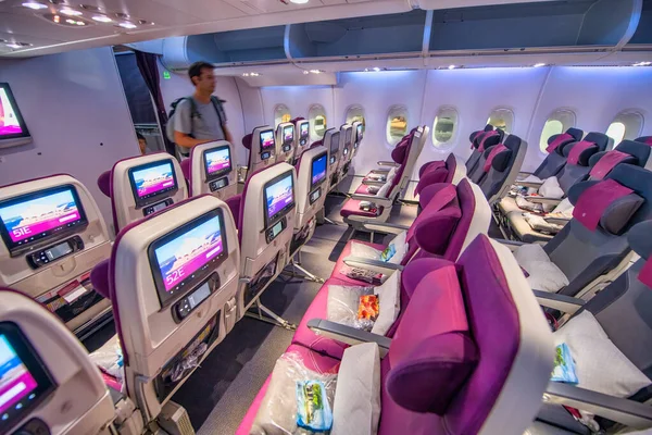 Doha Qatar August 2018 Interior Qatar Airways Airbus A380 — Stock Photo, Image