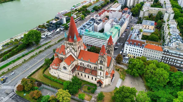 Luchtfoto Van Sint Franciscus Van Assisi Kerk Wenen — Stockfoto