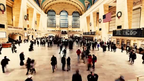 York City December 2018 Emberek Időeltolódása Grand Central Terminálban Egy — Stock videók