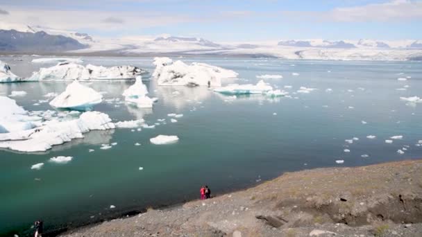 Panoramiczny Widok Lagunę Jokulsarlon Islandia — Wideo stockowe