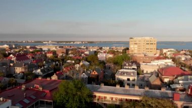 Güney Carolina günbatımı, hava görünümünü, Charleston manzarası.