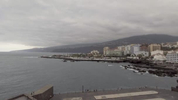 Piscinas Garachico Tenerife Vista Aérea Una Tarde Nublada — Vídeos de Stock