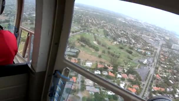 Miami Panorama Jak Vidět Interiéru Vrtulníku — Stock video