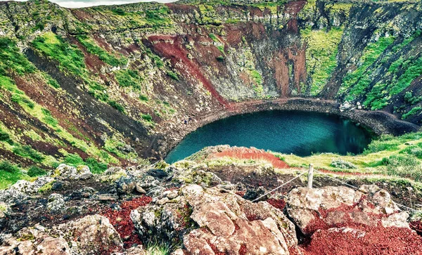 Lacul Crater Kerid Din Islanda — Fotografie, imagine de stoc