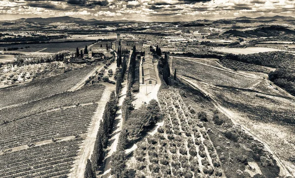 Luftaufnahme Des Schlosses Von Banfi Von Einer Drohne Der Toskana — Stockfoto