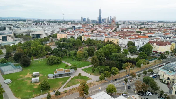 Luftaufnahme Des Vergnügungsparks Prater Und Der Wiener Stadtlandschaft Österreich — Stockfoto