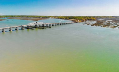 Charleston skyline from drone, South Carolina.