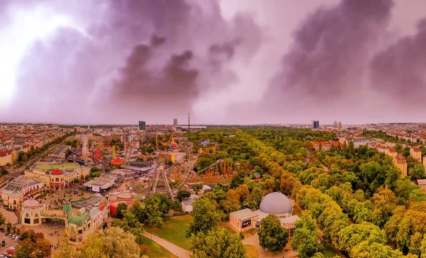 Вена Австрия Панорамный Вид Воздуха Район Пратера Город Время Шторма — стоковое фото