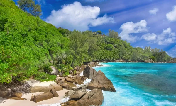 Anse Intendance Mahe Verbazingwekkend Uitzicht Kust Van Seychellen Vanaf Drone — Stockfoto