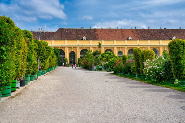 Vienne Autriche Août 2022 Touristes Long Des Jardins Château Schonbrunn — Photo