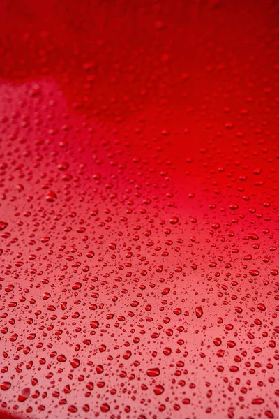 Gotas Chuva Corpo Vermelho Carro — Fotografia de Stock