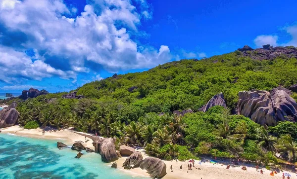 Antenni Näkymä Anse Source Argent Beach Digue Seychellit Afrikka — kuvapankkivalokuva