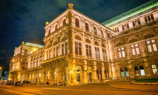Венская Государственная Опера Ночью Вена Австрия — стоковое фото