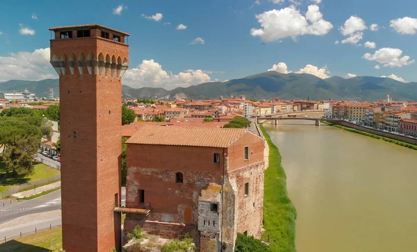 stock image Aerial view of medieval citadel in Pisa, Tuscany.