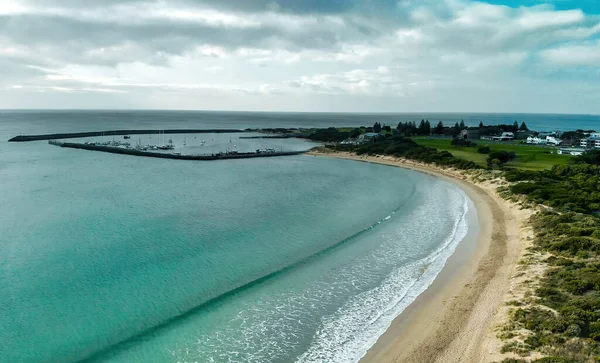 Amazing Aerial View Apollo Bay Coastline Great Ocean Road Australia — Zdjęcie stockowe