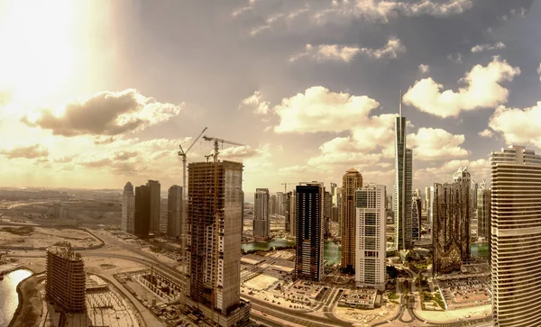 Gün Batımında Downtown Dubai Havadan Görünümü — Stok fotoğraf