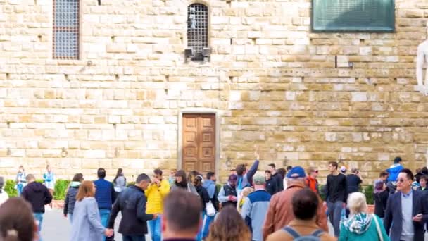 Florenz Italien März 2023 Menschenmenge Auf Der Piazza Signoria Touristen — Stockvideo