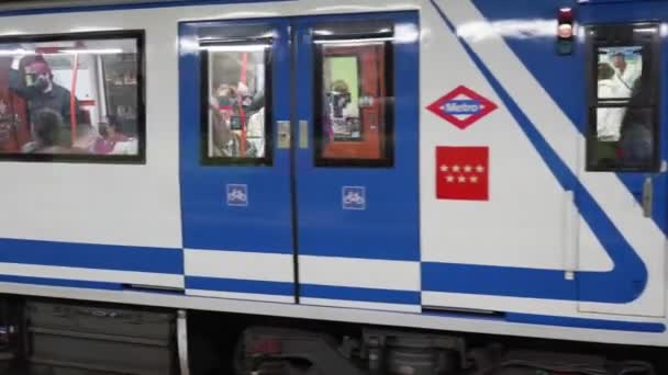 Madrid Espagne Novembre 2022 Trains Métro Dans Station Métro — Video