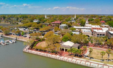 Charleston skyline from drone, South Carolina.