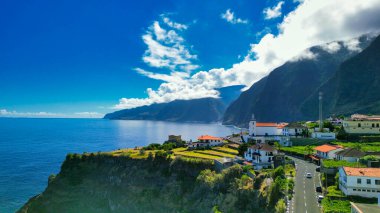 Aerial view of Seixal coastline in Madeira, Portugal.