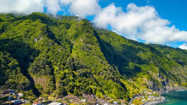 Aerial view of Seixal coastline in Madeira, Portugal.