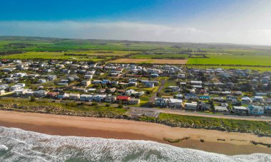 Victor Harbor coastline in South Australia, aerial view from drone.