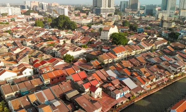 Malacca Malaysia Aerial View City Homes Skyline Drone Clear Sunny — Stock Photo, Image