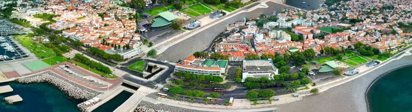 Funchal Madeira Aerial View City Center Drone Flying Port — Stock fotografie