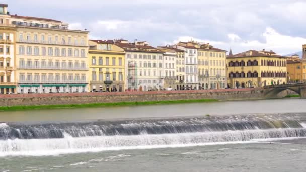 Florencia Primavera Toscana Lungarni Edificios Largo Del Río Arno — Vídeo de stock