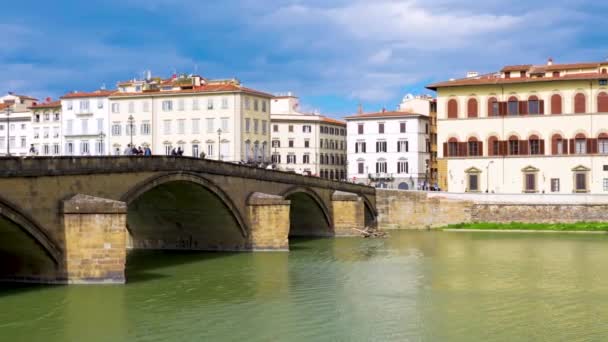 Florencja Sezonie Wiosennym Toskania Lungarni Budynki Wzdłuż Rzeki Arno — Wideo stockowe