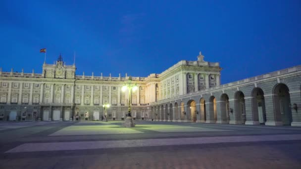 Nachtansicht Des Royal Pace Madrid Spanien — Stockvideo