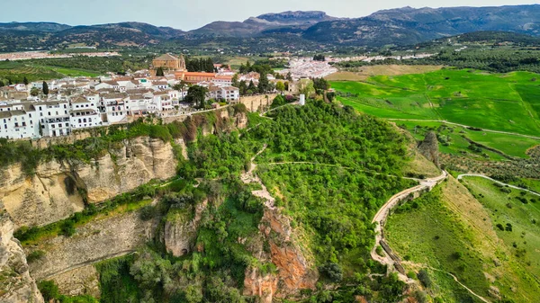 Flybilde Ronda Den Store Hvite Byen Andalusia Spania – stockfoto