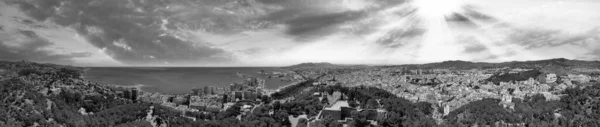 Malaga Andalusie Letecký Pohled Panorama Města Hradu Krásného Jarního Dne — Stock fotografie