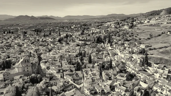 Granada Endülüs Şehrin Evleri Caddelerinin Havadan Görünüşü Spanya — Stok fotoğraf