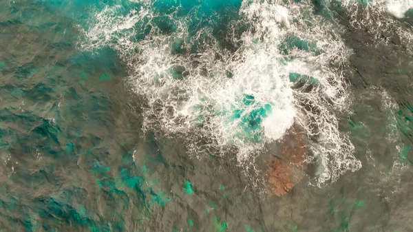 Turbulent Waters Rocky Shoreline Amazing Aerial View Drone — Foto de Stock