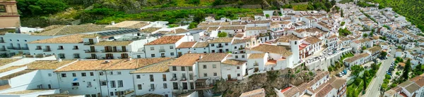 Zahara Sierra Andaluzia Vista Aérea Casas Caiadas Ostentando Telhados Ferrugem — Fotografia de Stock