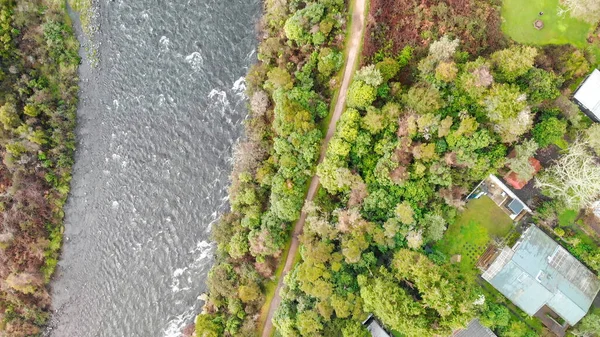 Overhead Aerial View River Valley Drone Viewpoint — Foto de Stock