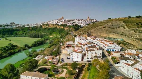 Arcos Frontera Andalusien Luftaufnahme Von Weiß Getünchten Häusern Mit Rostigen — Stockfoto