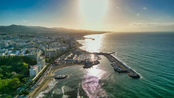 Marbella Andalusia Beauiful Aerial View Cityscape Coast Dawn Spain — Stock Photo, Image