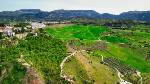 Vista Aérea Ronda Principal Cidade Branca Andaluzia Espanha — Fotografia de Stock