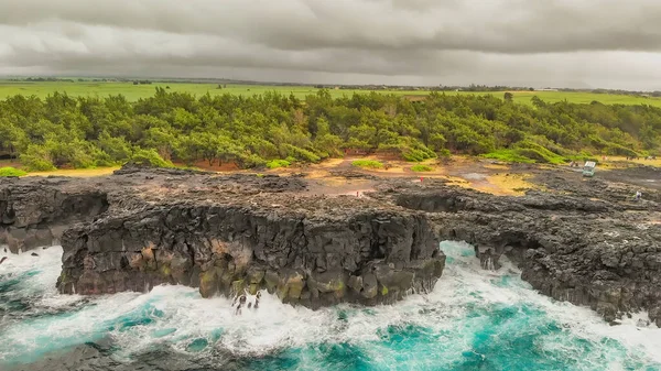 Pont Naturel Mauritius Island Beautiful Arch Rock Formation Drone Viewpoint — 스톡 사진