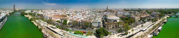 Luftaufnahme Von Sevilla Spanien Stadtsilhouette Fluss — Stockfoto