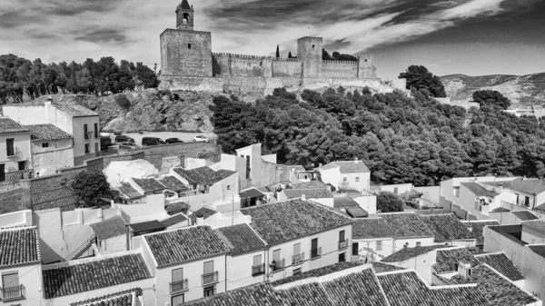 Flygfoto Över Alcazaba Slott Antequera Andalusien Spanien — Stockfoto