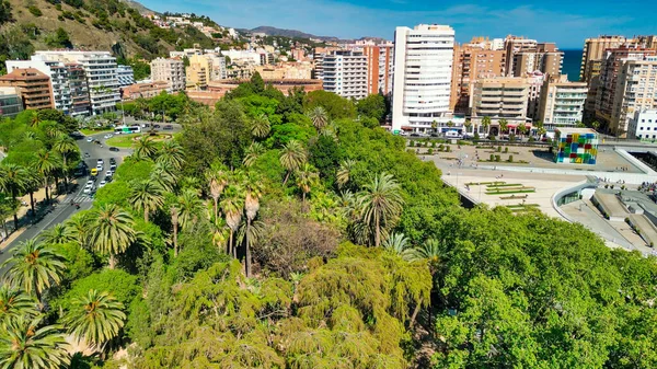 Malaga Endülüs Spanya Nın Liman Bölgesi Boyunca Şehrin Gökyüzü Manzarası — Stok fotoğraf