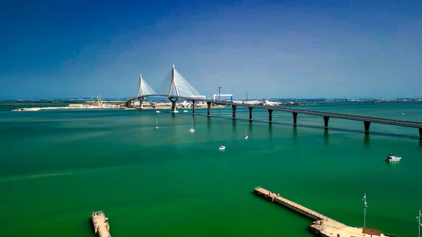 Vista Aérea Del Puente Constitucion Llamado Pepa Cádiz Primavera Andalucía —  Fotos de Stock