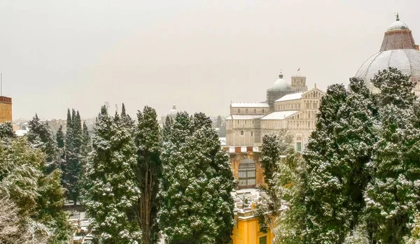 Вид Воздуха Древнее Кладбище Поле Чудес После Снежной Бури Тоскана — стоковое фото