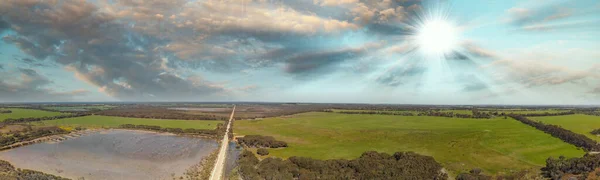 Panorama Luftaufnahme Der Kangaroo Island Road See Und Bäume Bei — Stockfoto