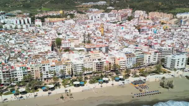 Estepona Andalucía Hermosa Vista Aérea Del Paisaje Urbano Largo Costa — Vídeos de Stock