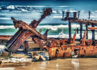 Queensland, Australia. Historic SS Maheno Wreck, Fraser Island. clipart