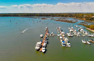 Charleston skyline from drone, South Carolina.